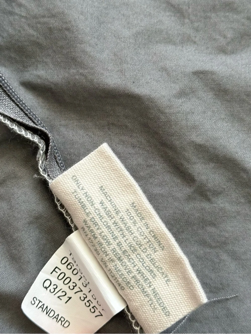 Casaluna Gray One Piece Standard Sham Pillow Case 100% Cotton New without Tags